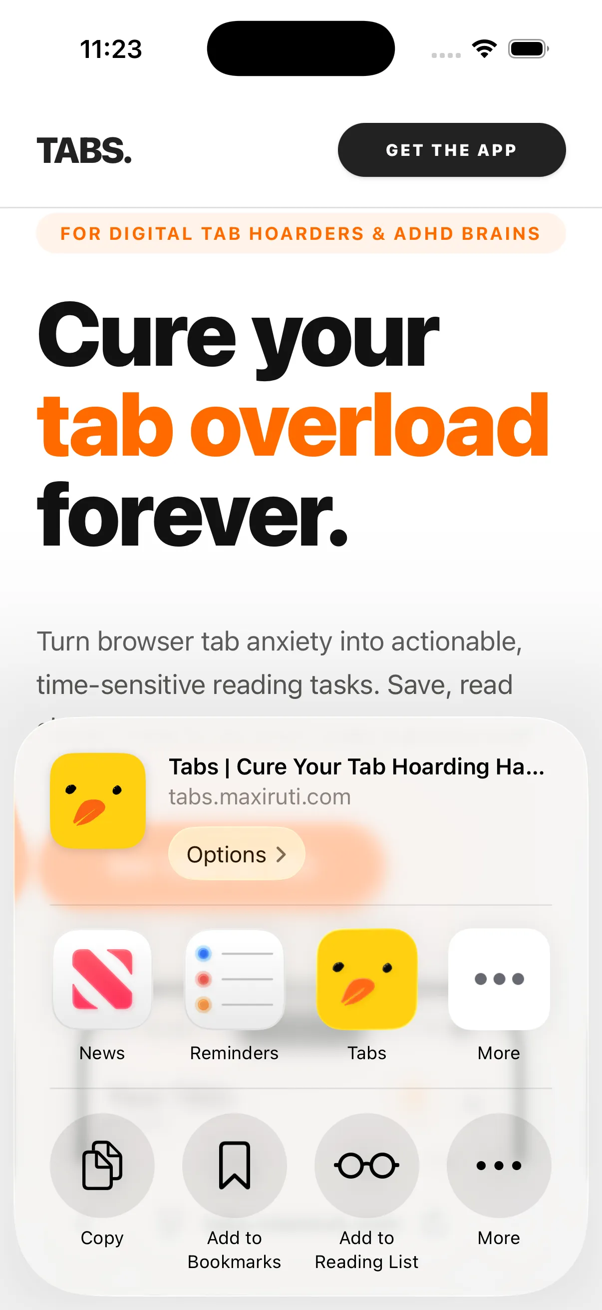 Save tabs from share extension
